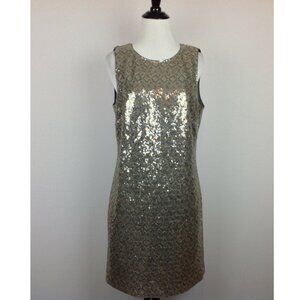 Banana Republic Sheath Dress Womens 8 Gold Silver Sequined